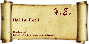 Halla Emil névjegykártya